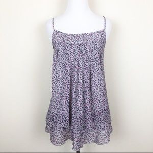 ‼️CLEARANCE‼️ Blue Sketch Floral Layered Sleeveless Top